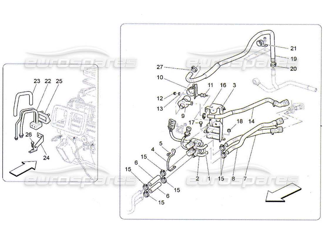 maserati qtp. (2010) 4.2 unidad a c: diagrama de piezas de los dispositivos del compartimento del motor
