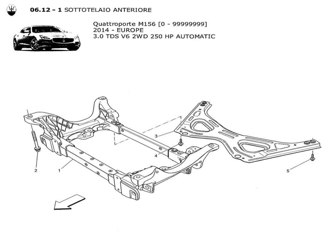 maserati qtp. v6 3.0 tds 250bhp 2014 diagrama de piezas del chasis delantero