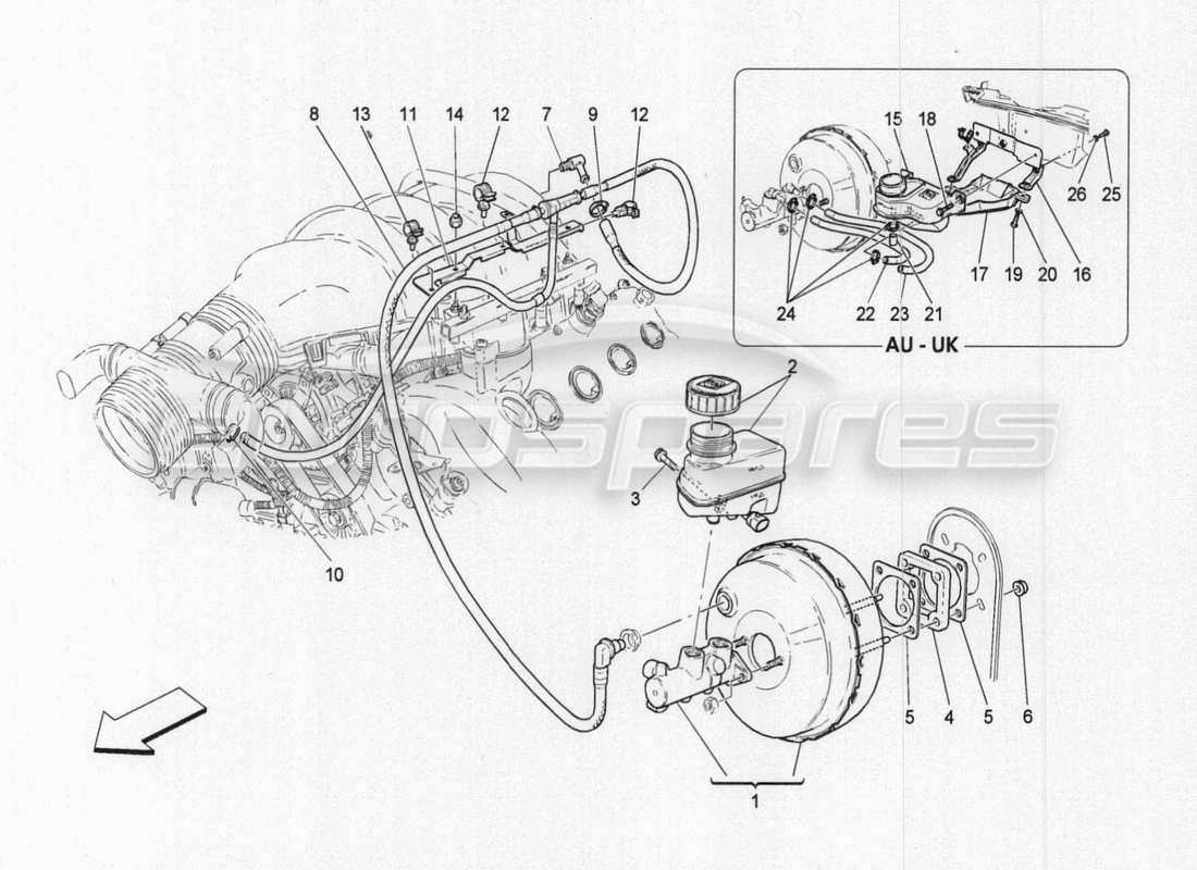 maserati granturismo special edition brake servo system diagrama de piezas