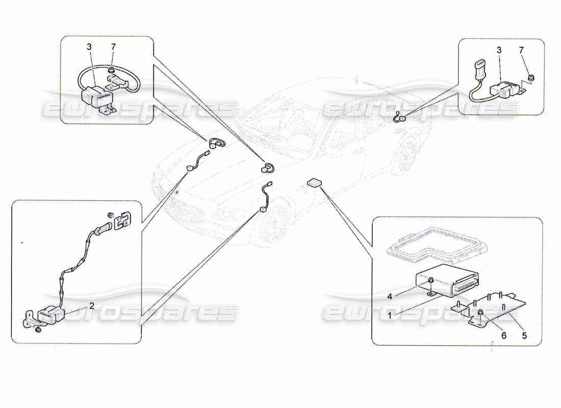 maserati qtp. (2010) 4.7 diagrama de piezas de control electrónico (suspensión)