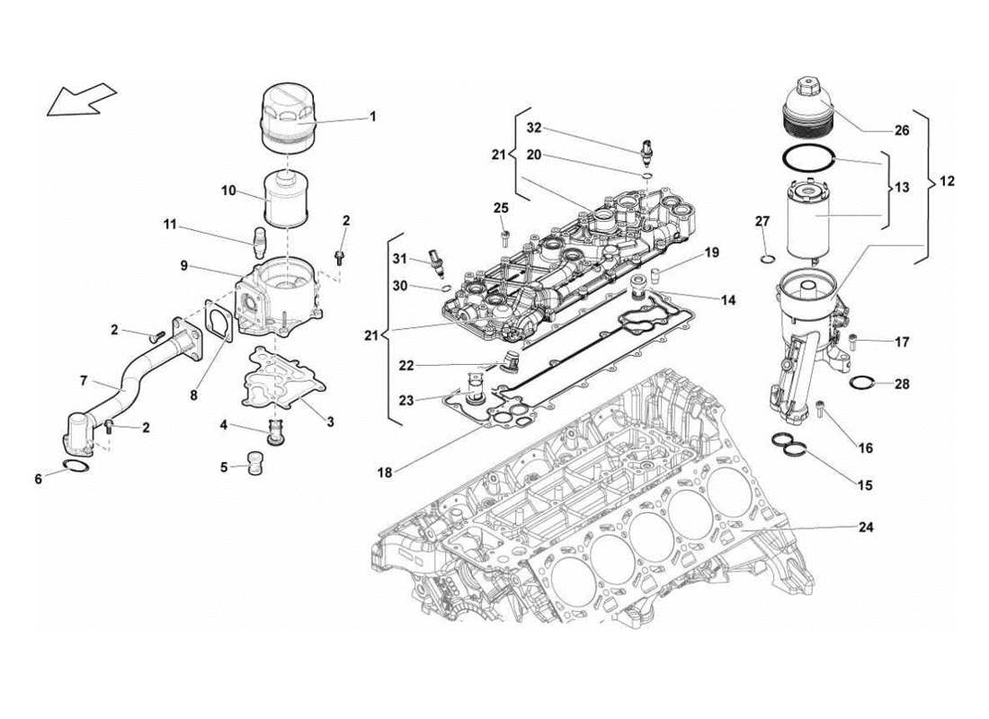 lamborghini gallardo lp570-4s perform diagrama de piezas del filtro de aceite