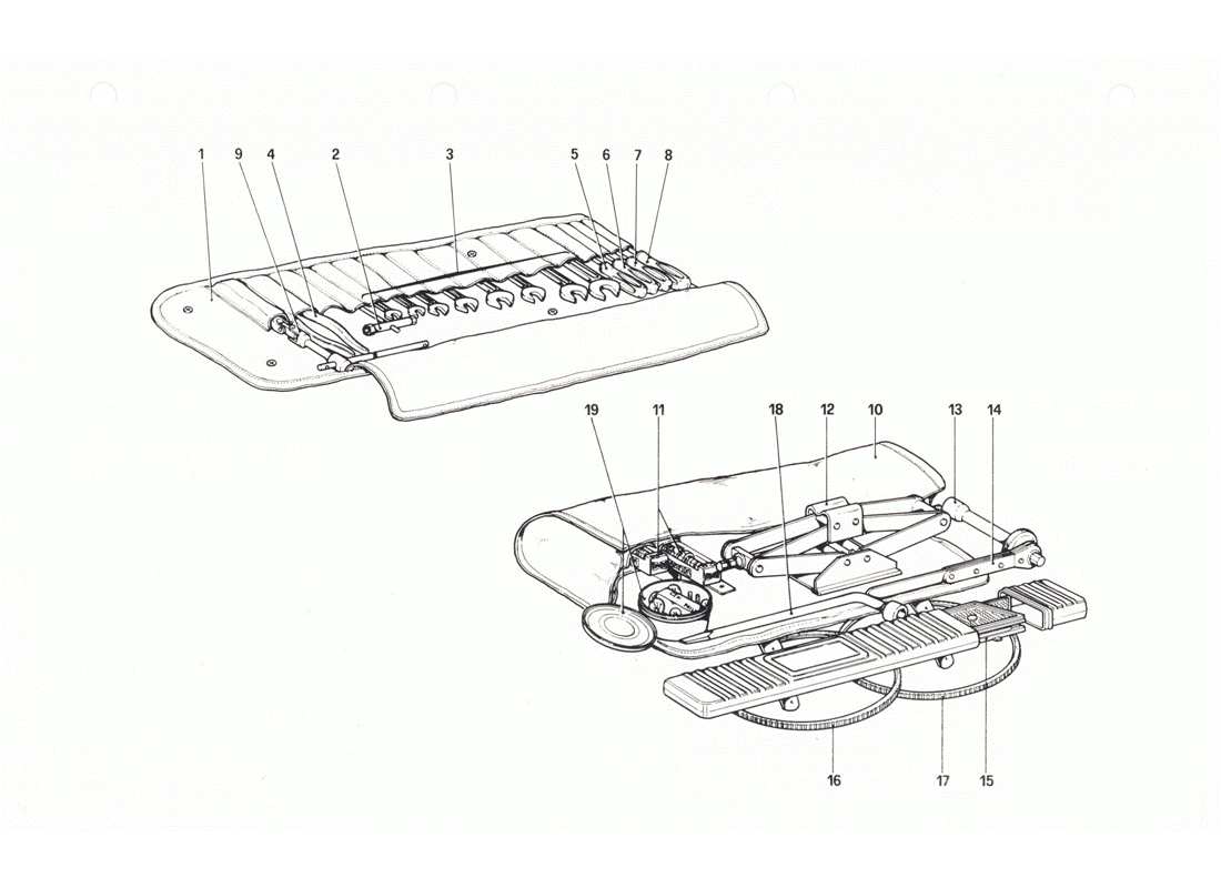 ferrari 208 gtb gts kit de herramientas diagrama de piezas