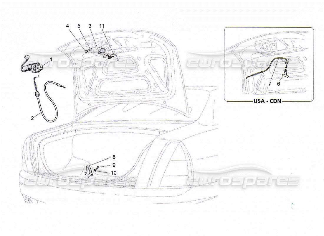 maserati qtp. (2010) 4.2 diagrama de piezas de control de apertura de la tapa trasera