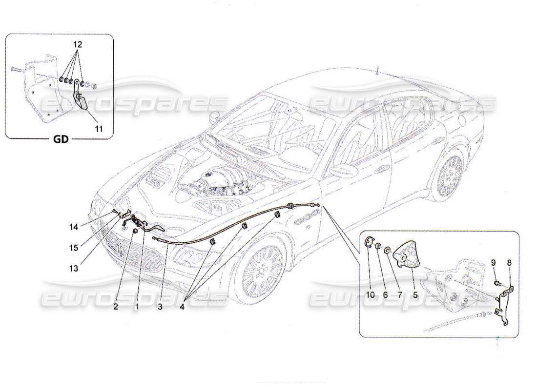 maserati qtp. (2010) 4.2 botón de apertura de tapa frontal diagrama de piezas