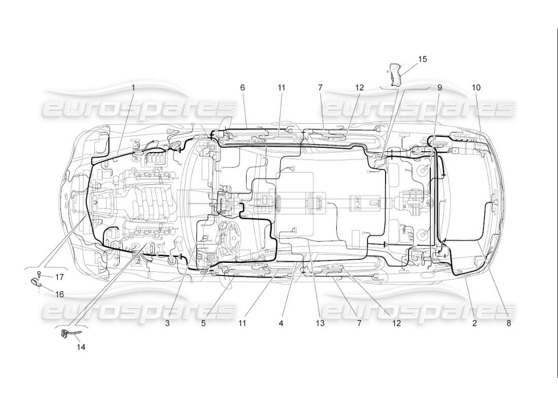 maserati qtp. (2008) 4.2 auto diagrama de piezas de cableado principal