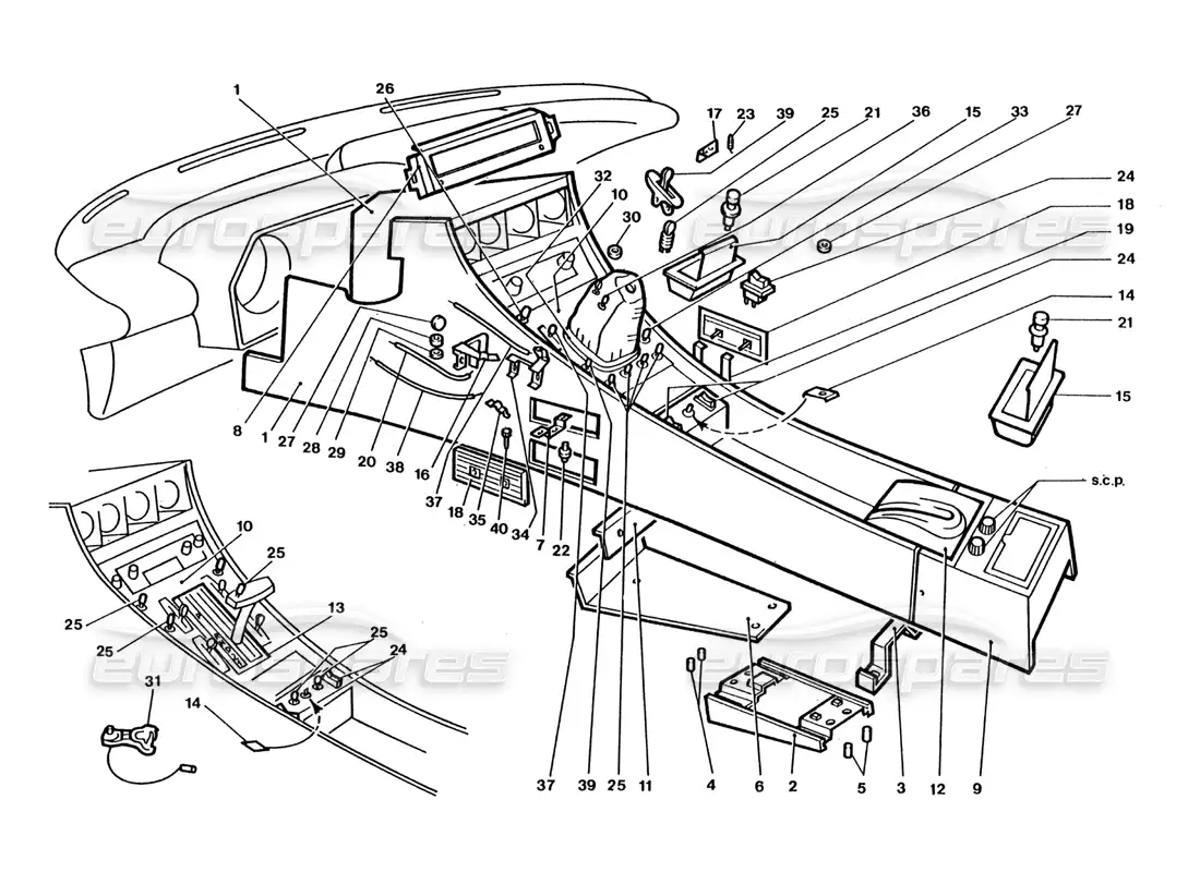 ferrari 400 gt / 400i (coachwork) interruptores y adornos internos diagrama de piezas