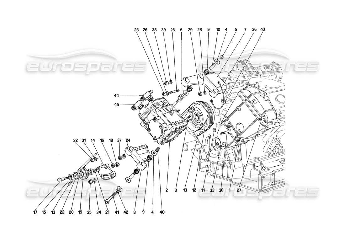 ferrari 328 (1985) diagrama de piezas del compresor y controles del aire acondicionado (para la versión de ee. uu.)