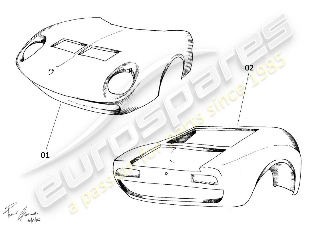 lamborghini miura p400 cuerpo diagrama de piezas