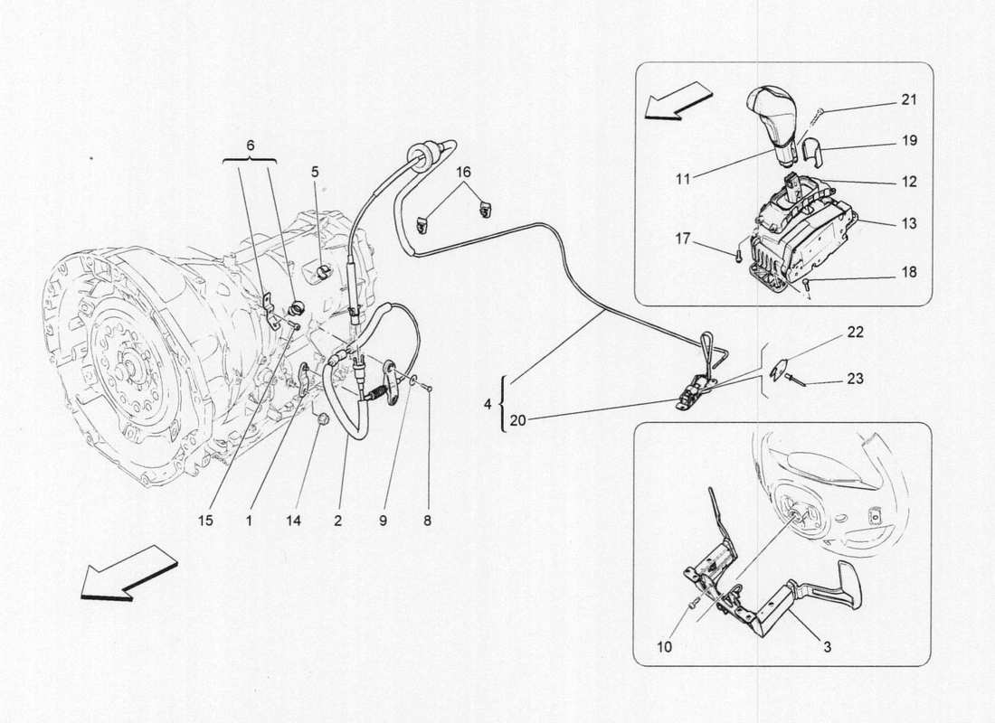 maserati qtp. v6 3.0 bt 410bhp 2015 controles del conductor para el diagrama de piezas de la caja de cambios automática