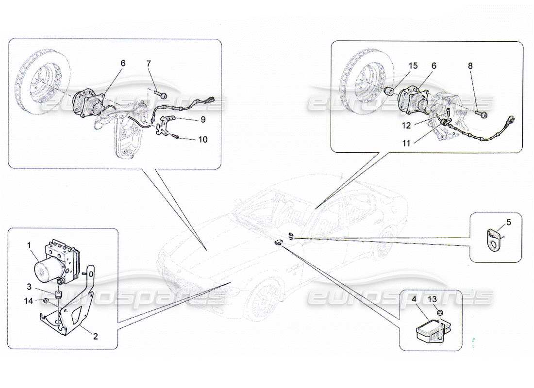 maserati qtp. (2010) 4.2 sistemas de control de frenado diagrama de piezas