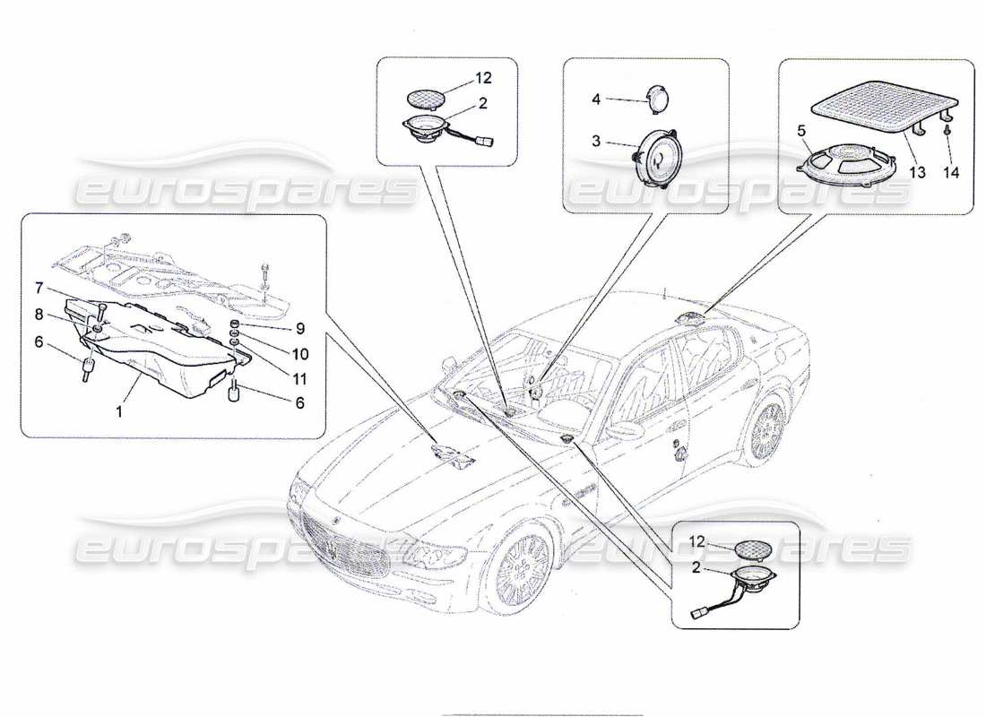 maserati qtp. (2010) 4.7 diagrama de piezas del sistema de difusión de sonido