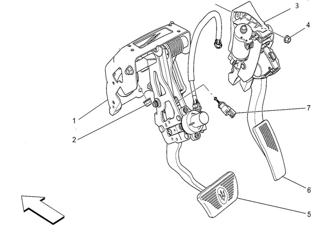 maserati qtp. v8 3.8 530bhp 2014 diagrama de piezas completo de la unidad de pedalera