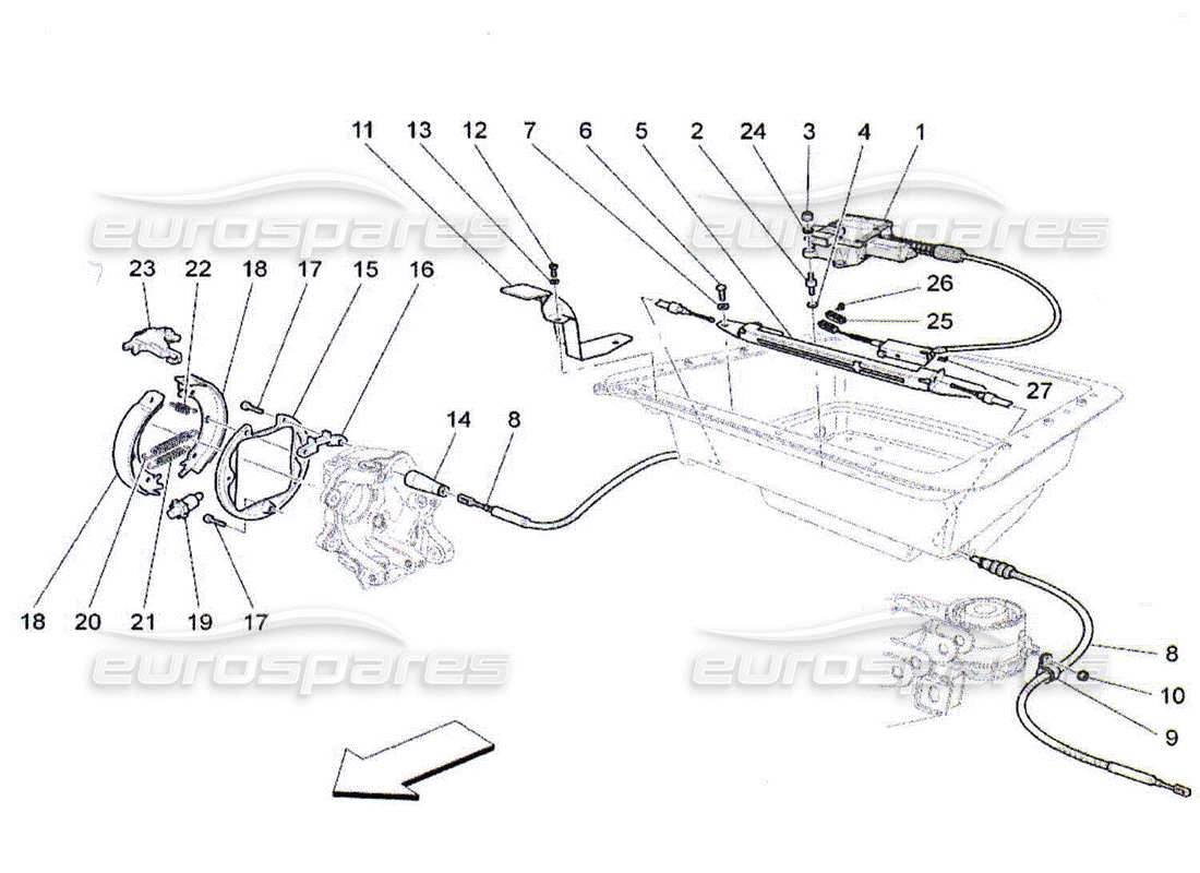 maserati qtp. (2010) 4.2 diagrama de piezas del freno de mano