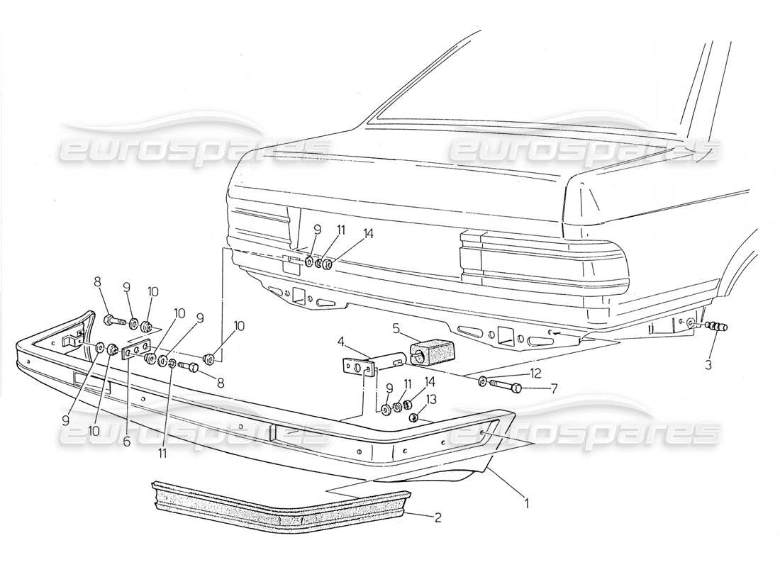 maserati 228 diagrama de piezas del parachoques trasero