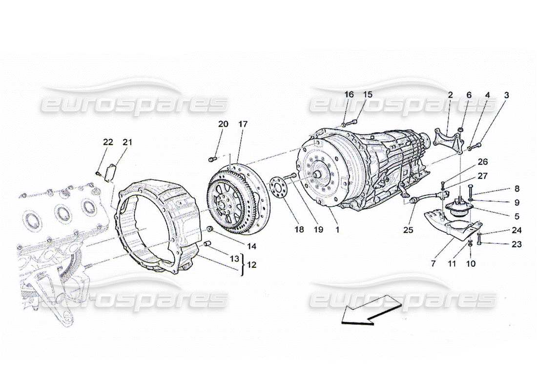 maserati qtp. (2010) 4.2 diagrama de piezas de las carcasas de la caja de cambios