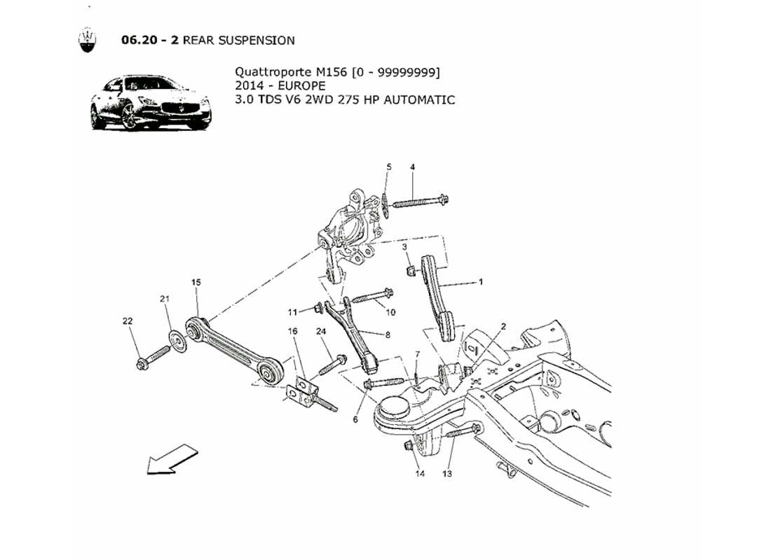 maserati qtp. v6 3.0 tds 275bhp 2014 diagrama de piezas de la suspensión trasera