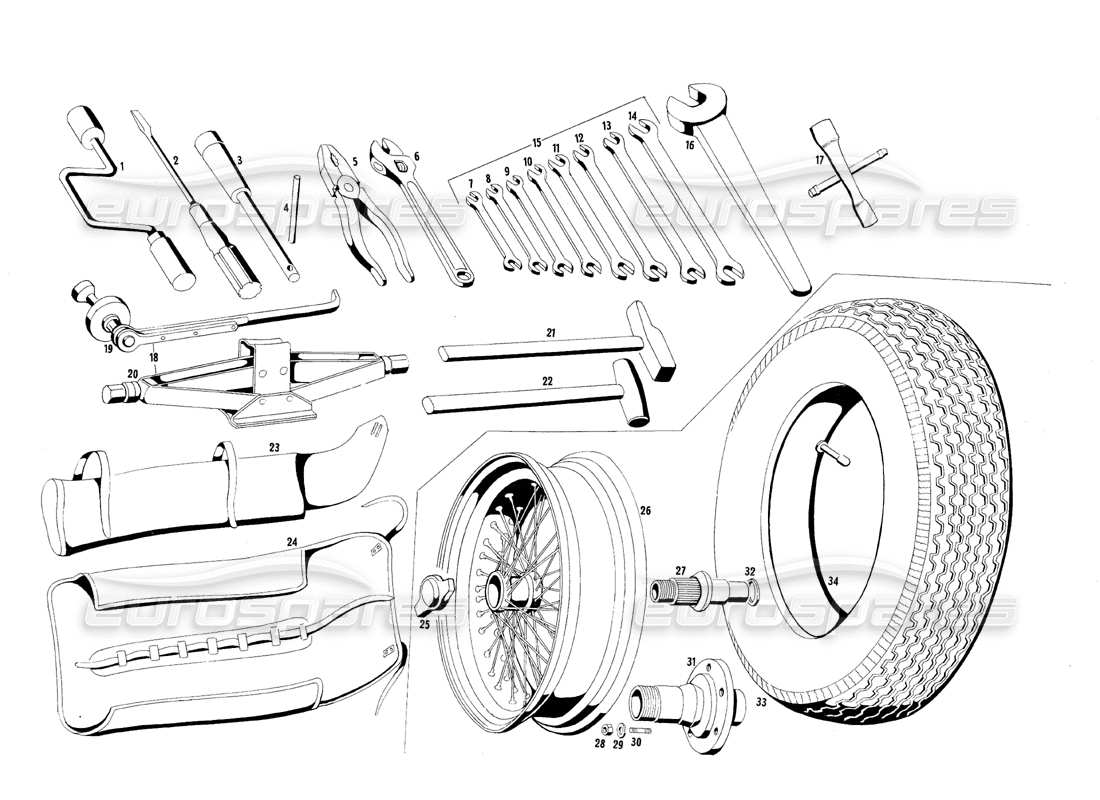 maserati qtp.v8 4.7 (s1 & s2) 1967 diagrama de piezas de herramientas y accesorios