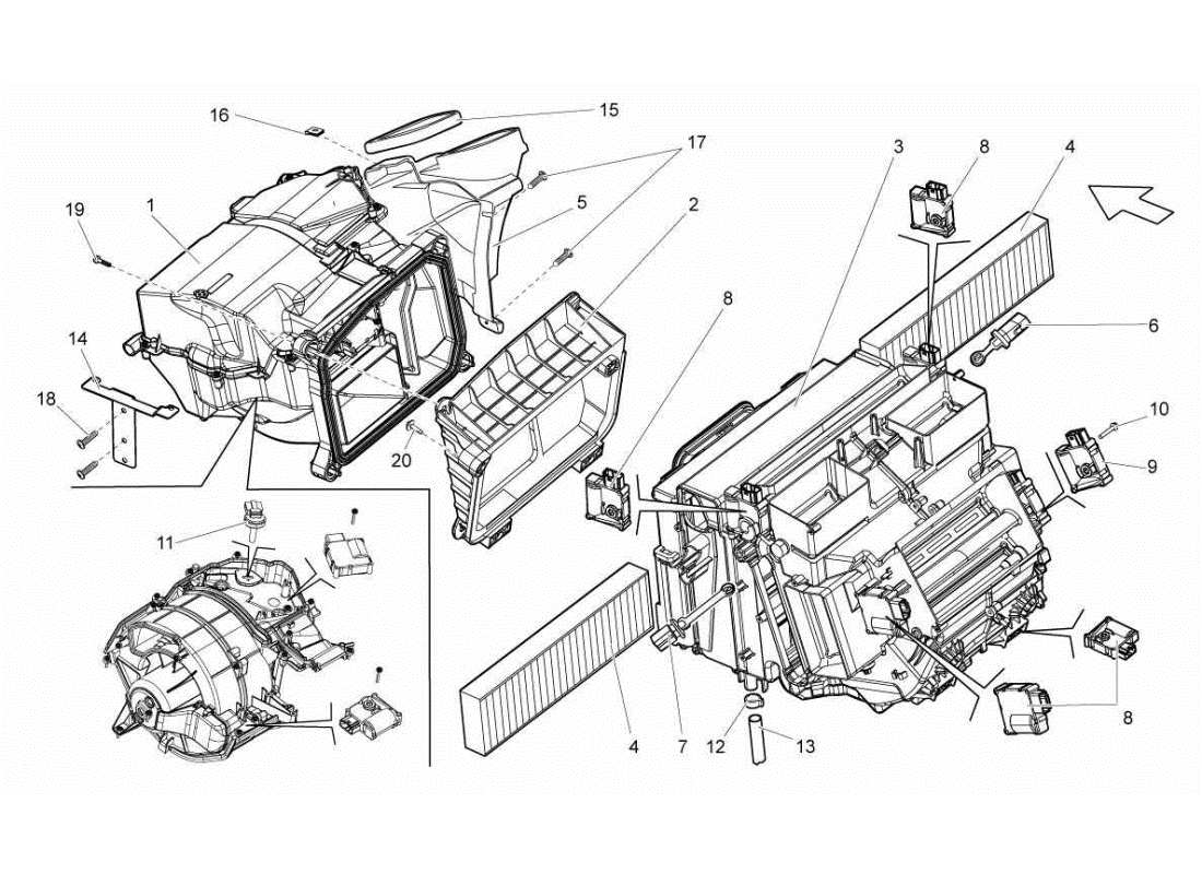 lamborghini gallardo sts ii sc sistema de aire acondicionado diagrama de piezas