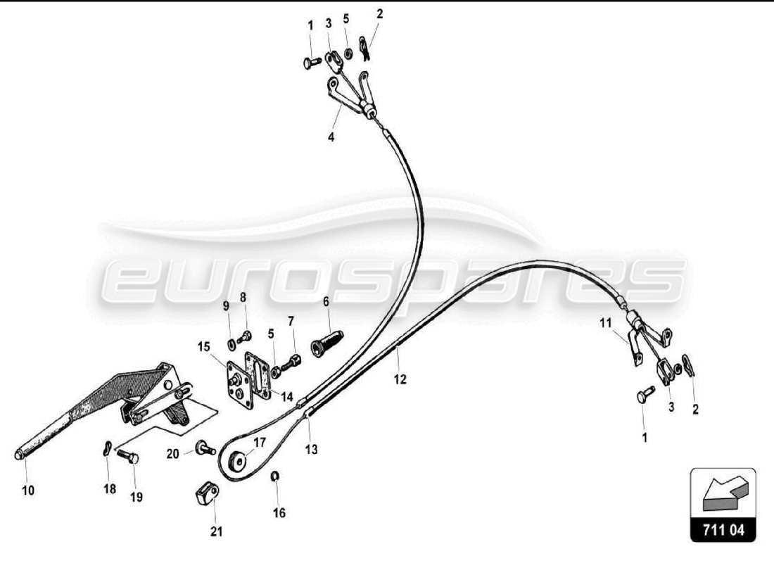 lamborghini miura p400s diagrama de piezas del freno de mano