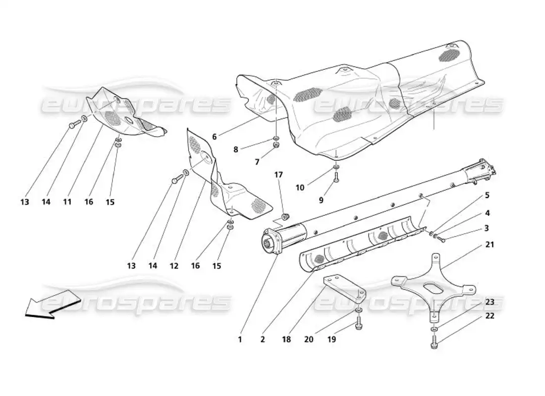 maserati 4200 spyder (2005) tubo y aislamientos de conexión motor-transmisión diagrama de piezas