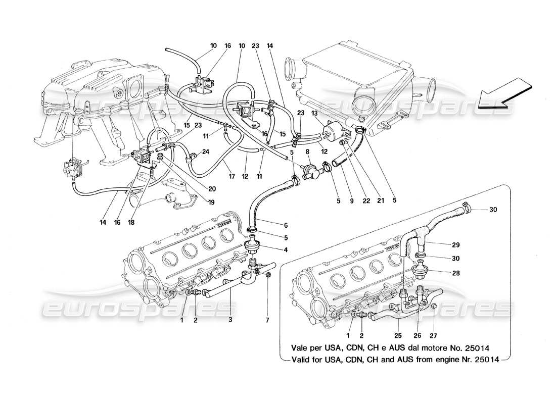 ferrari 348 (1993) tb / ts dispositivo de inyección de aire diagrama de piezas