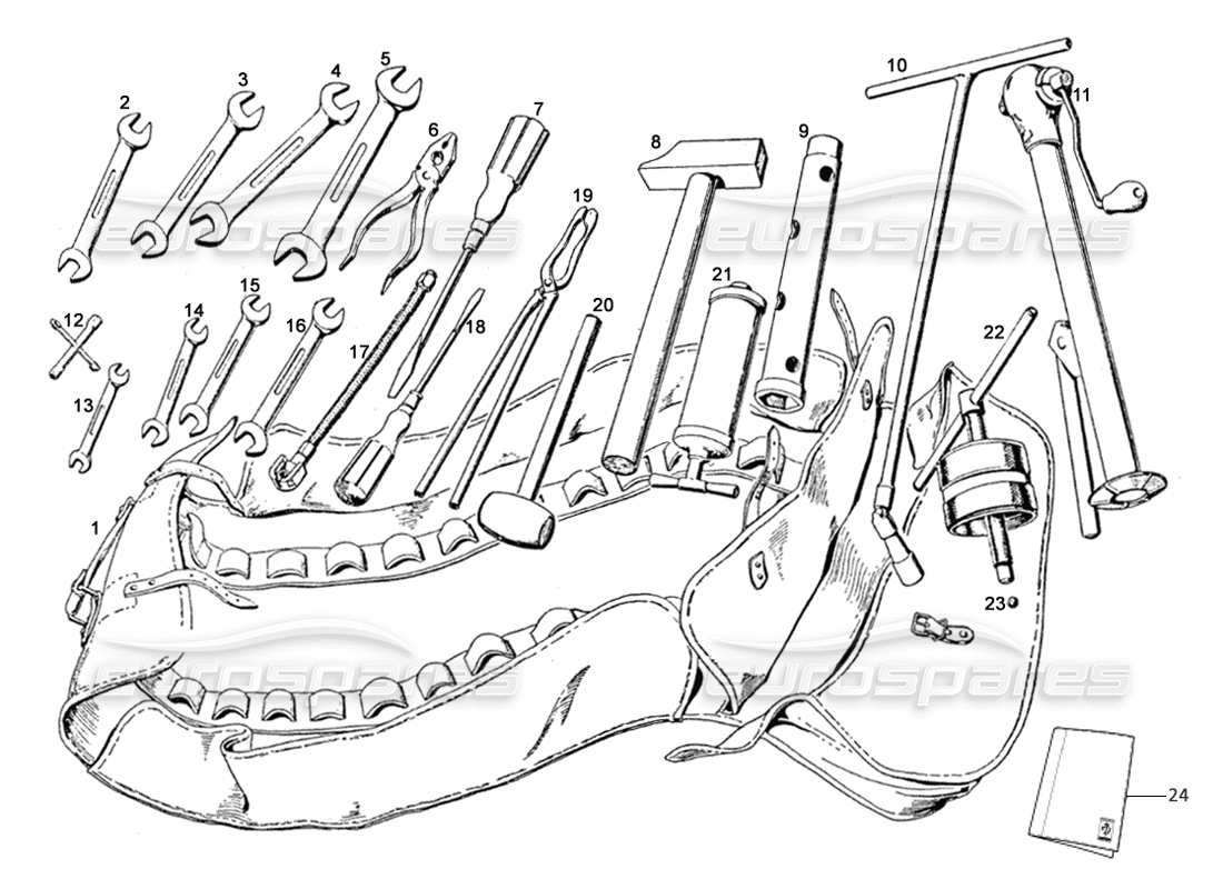 ferrari 250 gte (1957) herramientas normales diagrama de piezas