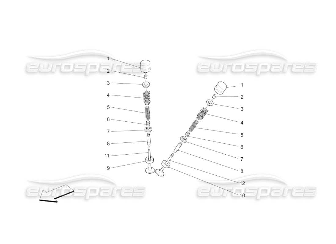 maserati grancabrio (2011) 4.7 diagrama de piezas de válvulas