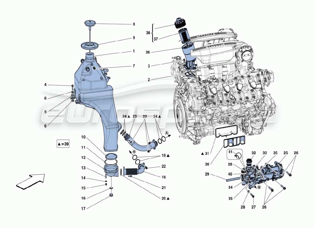 ferrari 488 challenge diagrama de piezas del sistema de lubricación