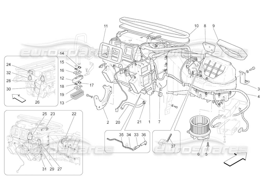 maserati grancabrio (2011) 4.7 unidad a c: diagrama de piezas de los dispositivos del tablero