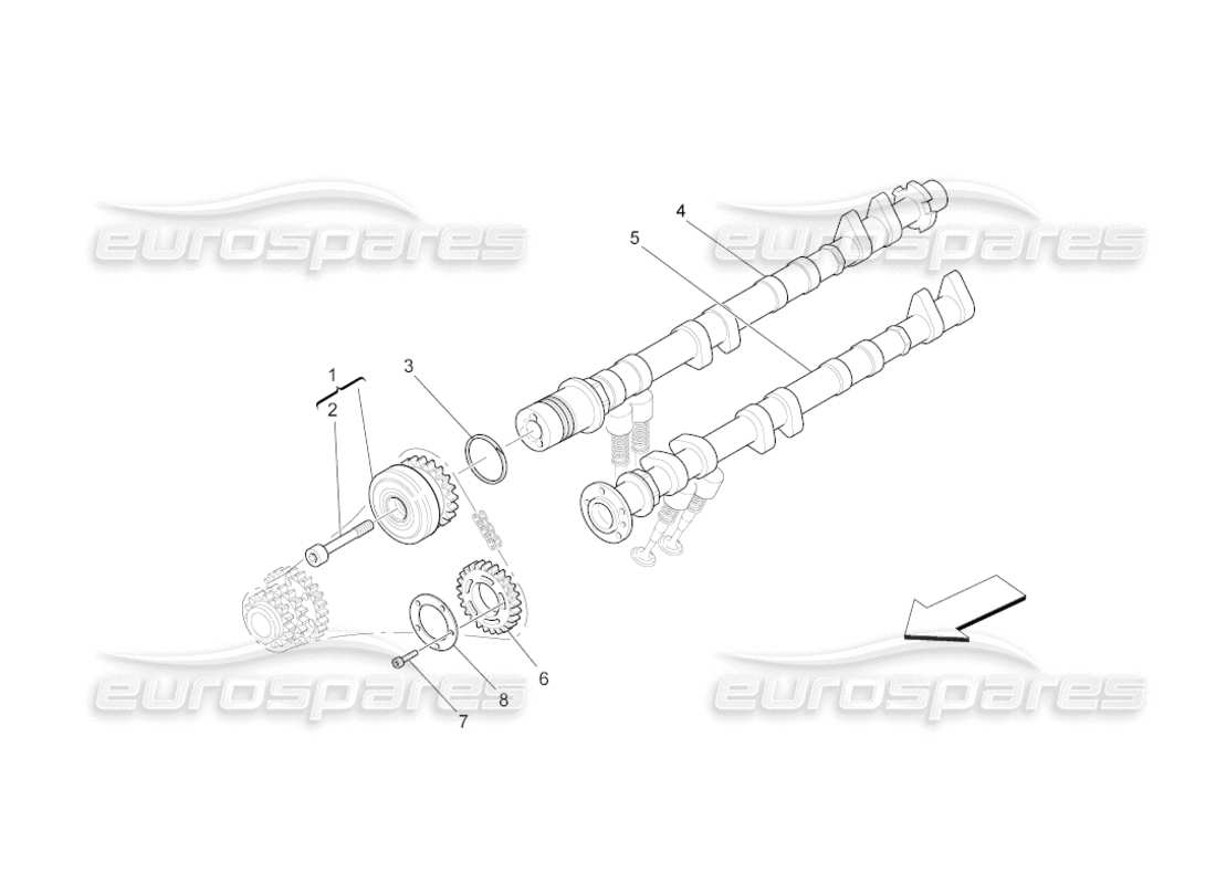 maserati grancabrio (2011) 4.7 árboles de levas de culata izquierda diagrama de piezas