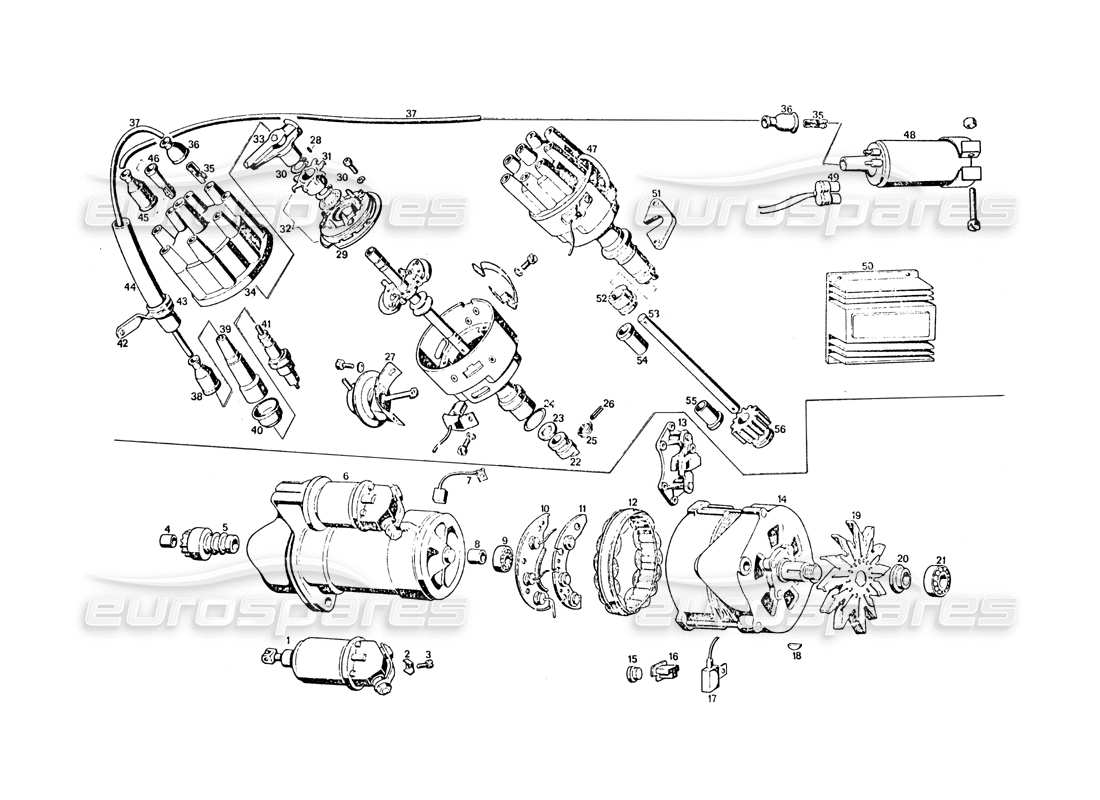 maserati khamsin equipo eléctrico diagrama de piezas