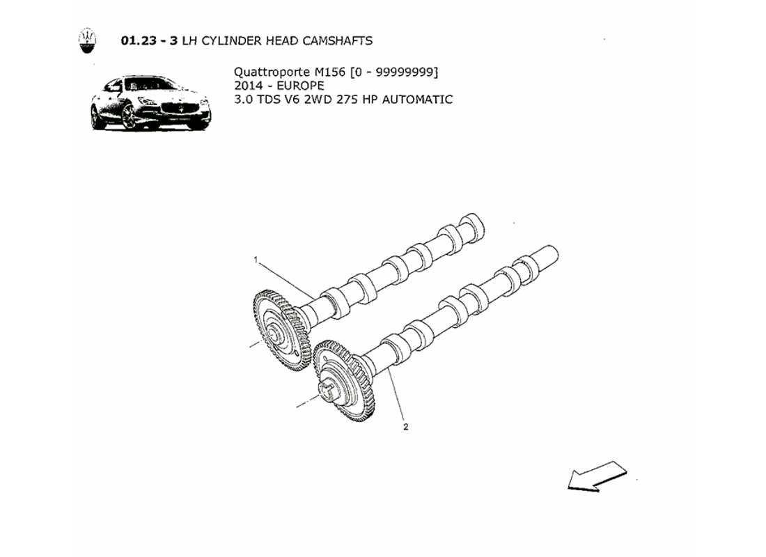 maserati qtp. v6 3.0 tds 275bhp 2014 diagrama de piezas de los árboles de levas de la culata izquierda