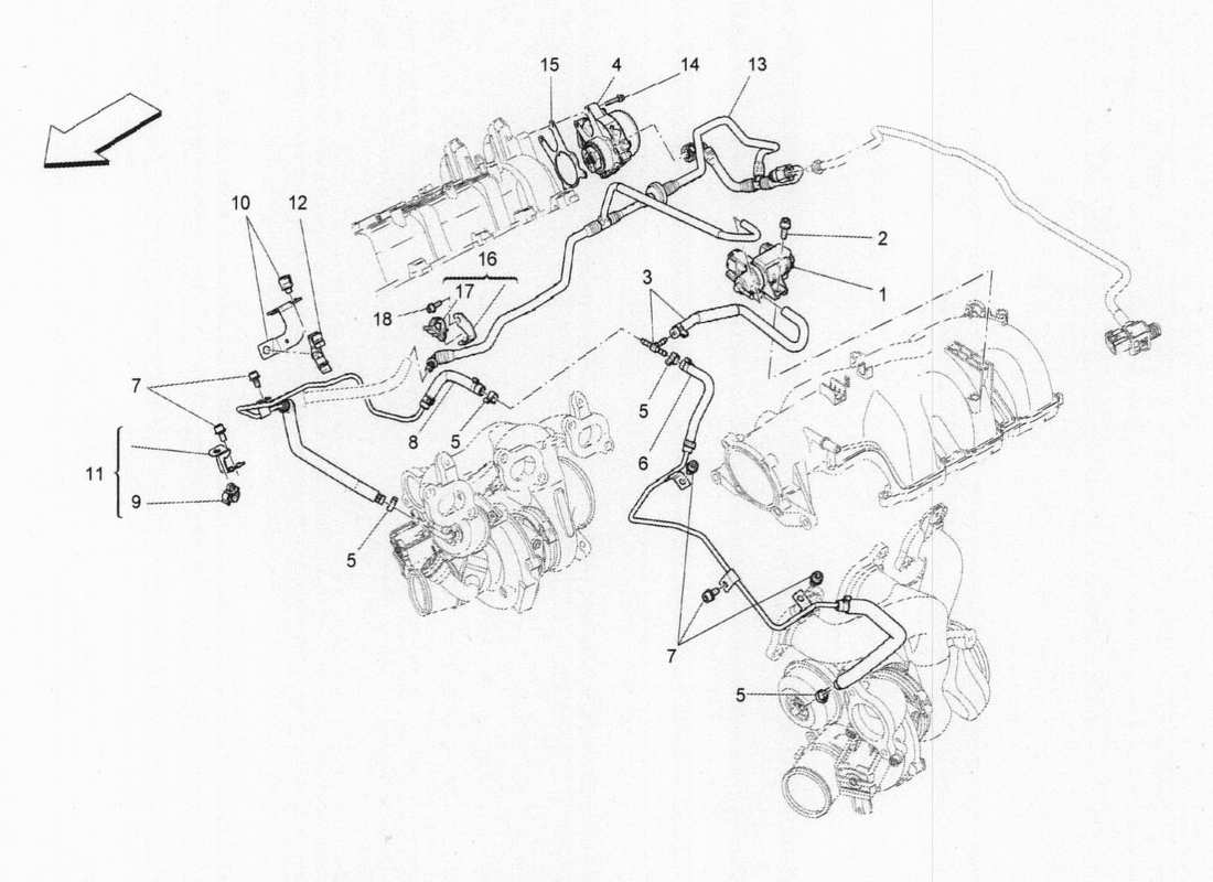 maserati qtp. v6 3.0 bt 410bhp 2015 diagrama de piezas del sistema de aire adicional