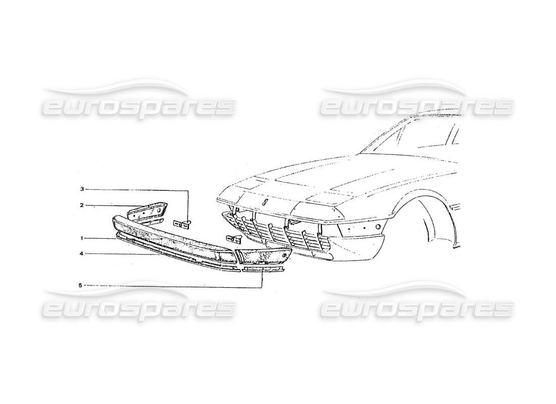 ferrari 365 gt4 2+2 coachwork diagrama de piezas del parachoques delantero