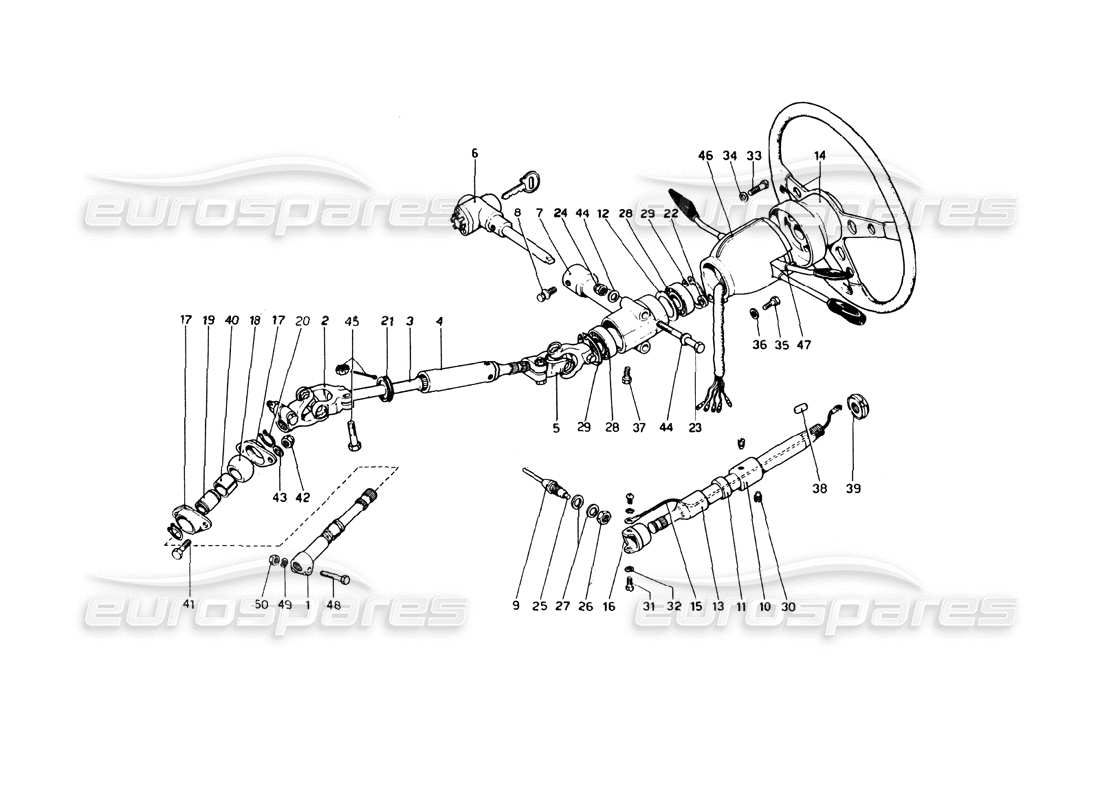 ferrari 246 dino (1975) control de dirección diagrama de piezas