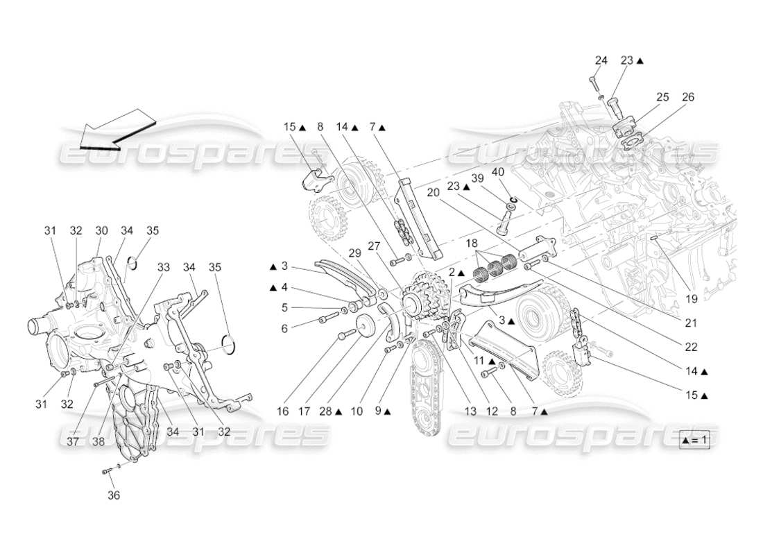 maserati grancabrio (2011) 4.7 diagrama de piezas de sincronización