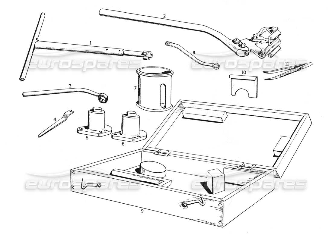 ferrari 250 gte (1957) herramientas del motor diagrama de piezas