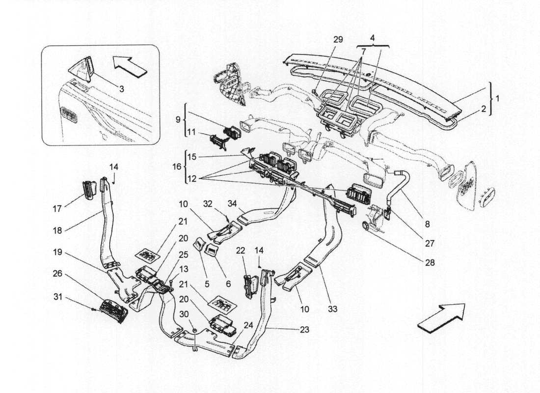 maserati qtp. v6 3.0 bt 410bhp 2wd 2017 unidad a c: diagrama de partes de difusión