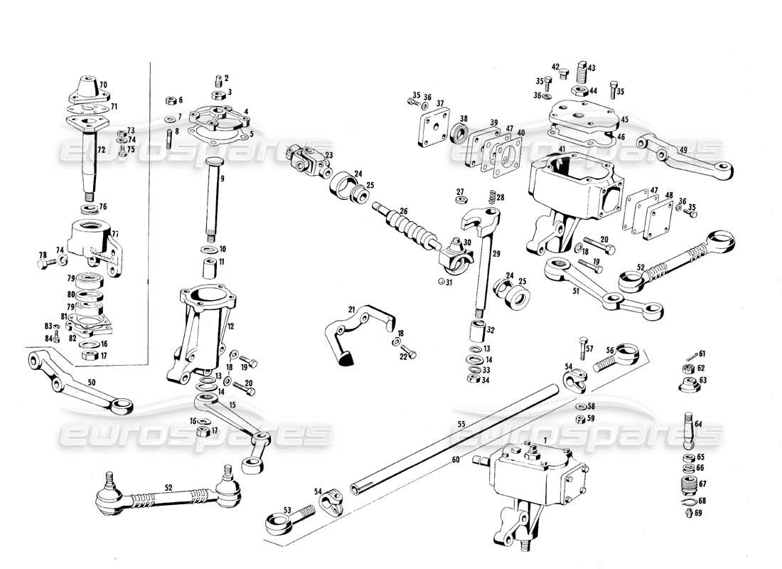 maserati qtp.v8 4.7 (s1 & s2) 1967 diagrama de piezas de tirantes