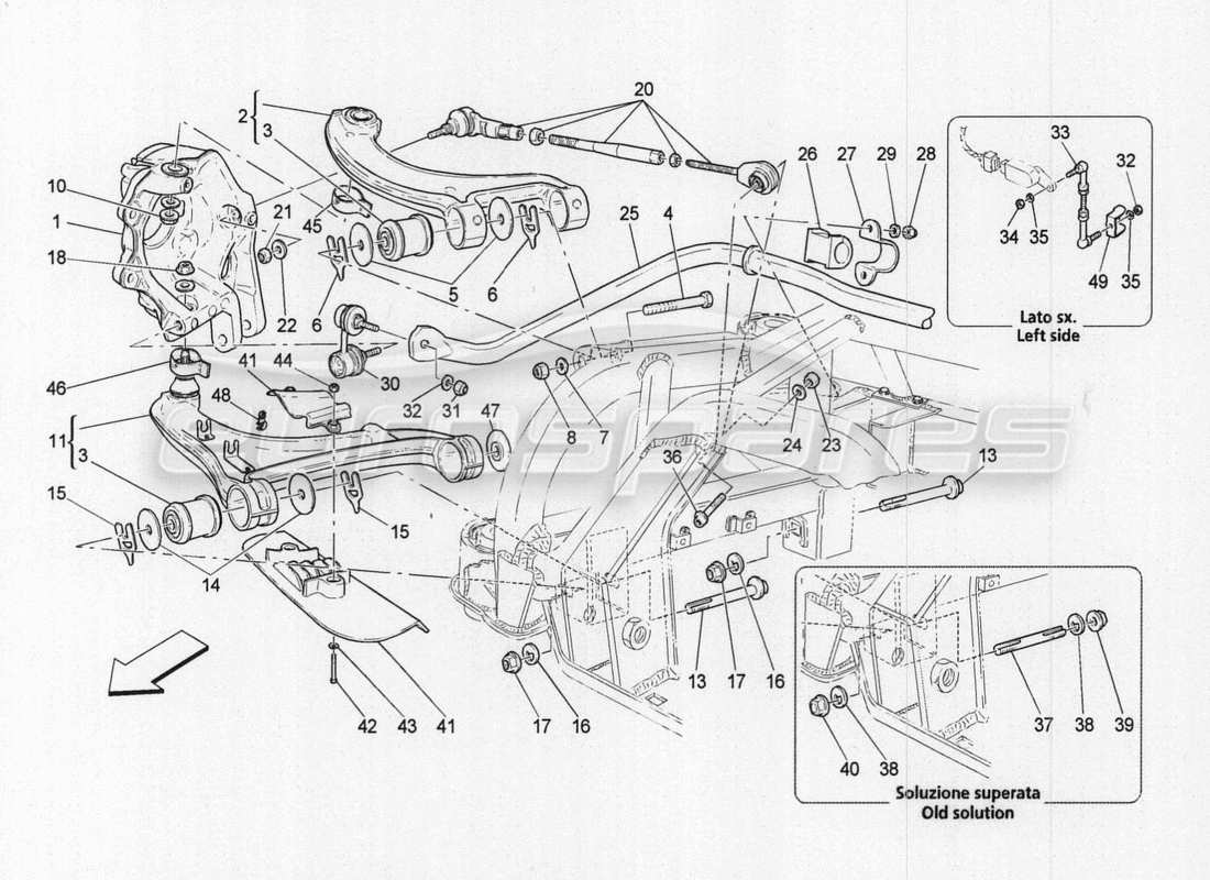 maserati granturismo special edition diagrama de piezas de la suspensión trasera