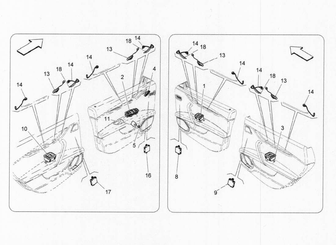 maserati qtp. v6 3.0 bt 410bhp 2015 diagrama de piezas de dispositivos de puerta