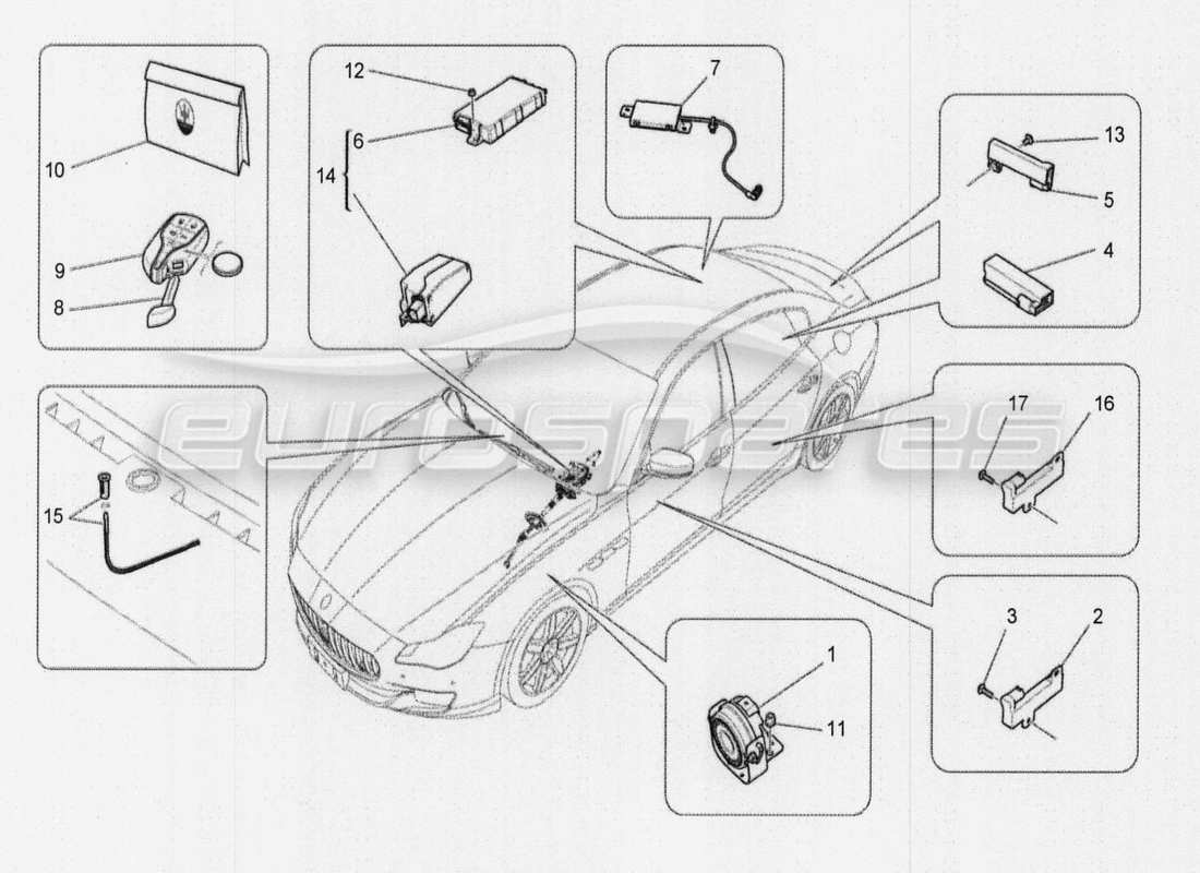 maserati qtp. v8 3.8 530bhp auto 2015 diagrama de piezas de cableado principal