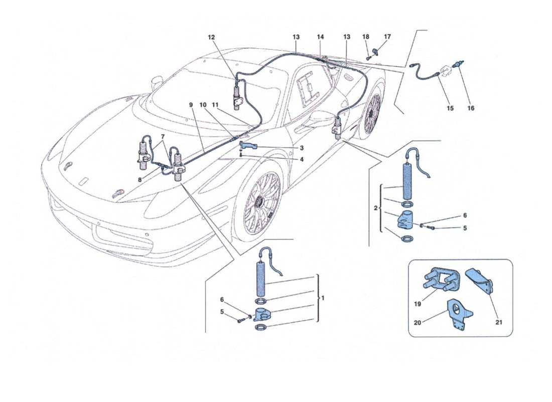 ferrari 458 challenge sistema de elevación de automóviles diagrama de piezas