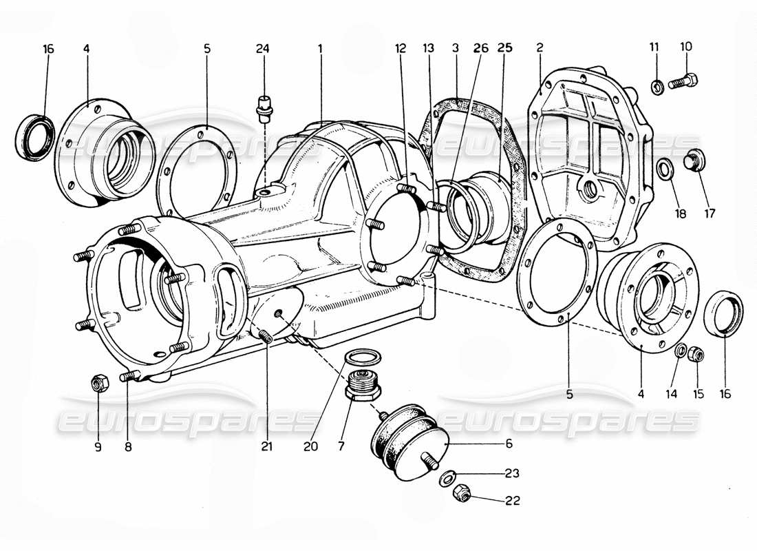 ferrari 365 gtc4 (mechanical) caja diferencial diagrama de piezas