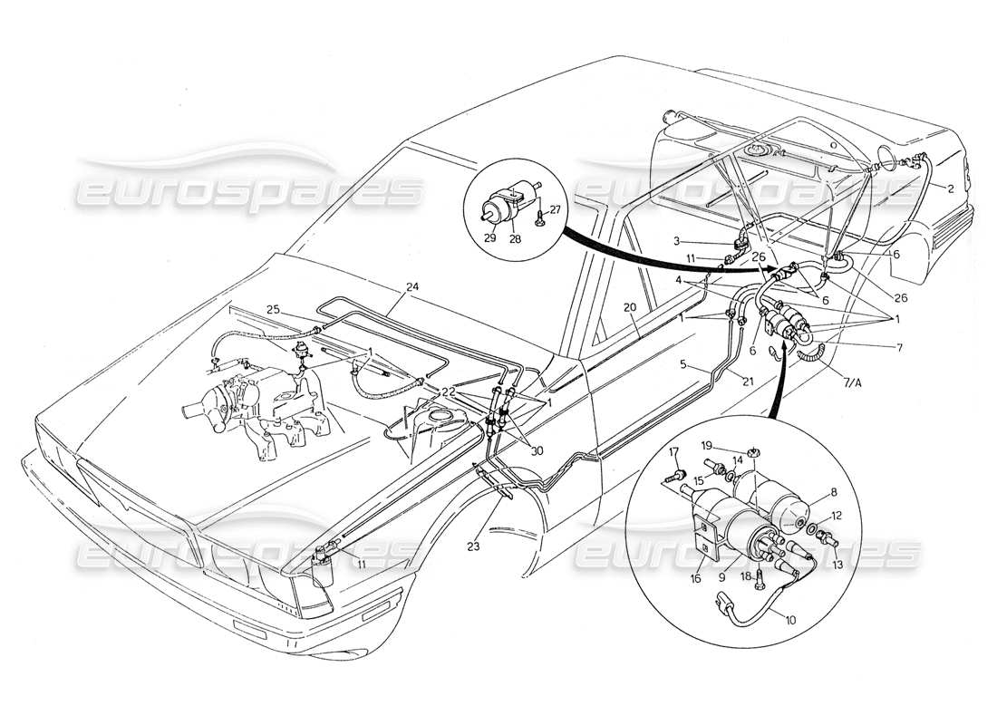 maserati 228 diagrama de piezas de tuberías de combustible