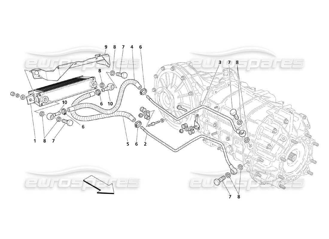 maserati qtp. (2003) 4.2 diagrama de piezas de lubricación y refrigeración del aceite de la caja de cambios