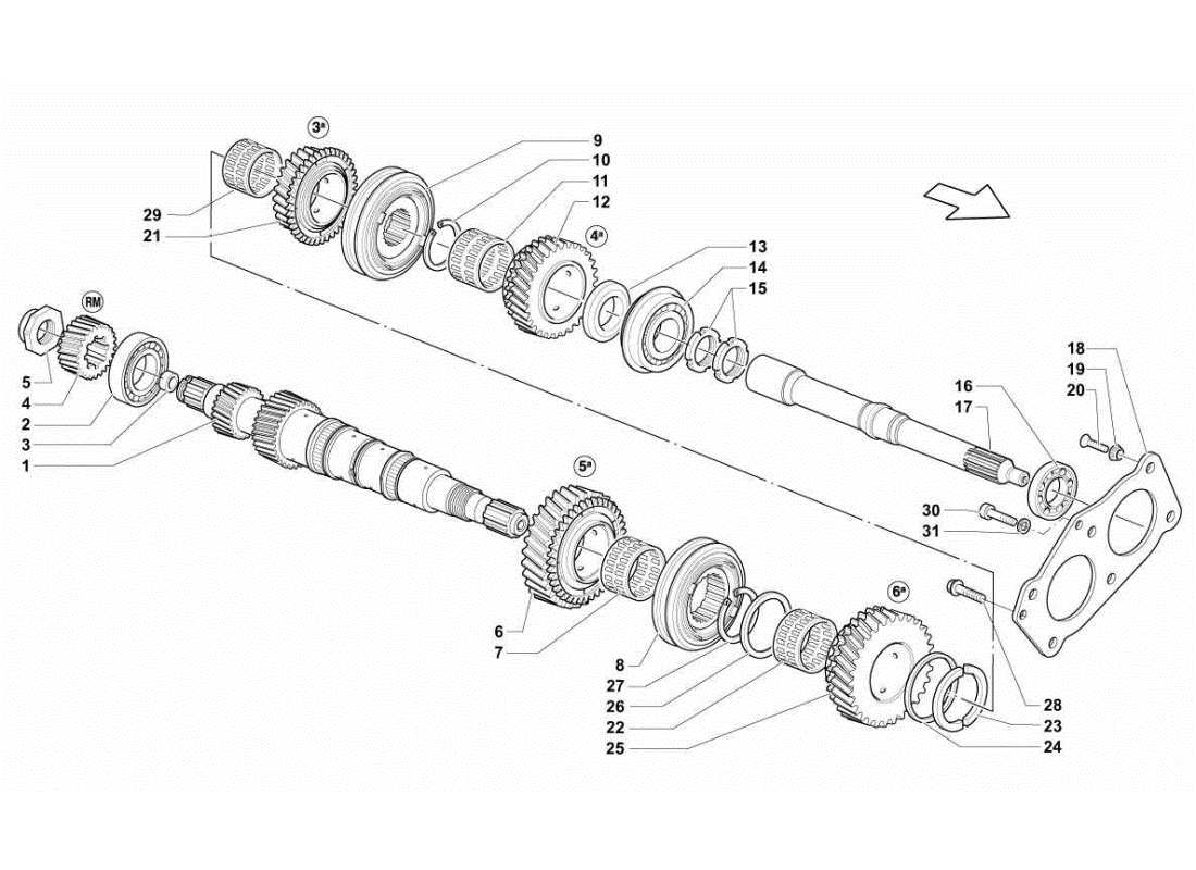 lamborghini gallardo sts ii sc eje principal diagrama de piezas