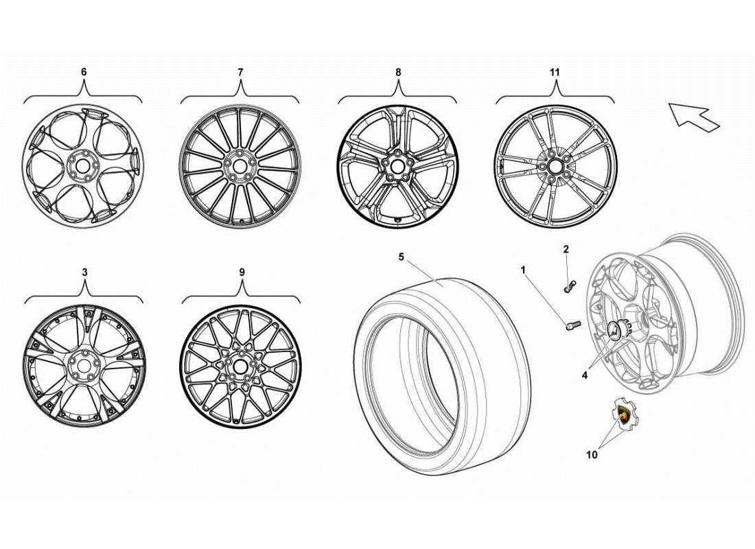 lamborghini gallardo sts ii sc neumático trasero diagrama de piezas