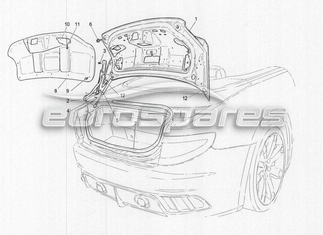 maserati grancabrio mc centenario diagrama de piezas de la tapa trasera