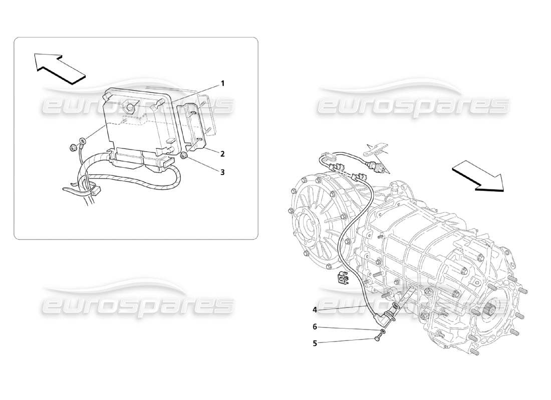 maserati qtp. (2003) 4.2 diagrama de piezas de controles electrónicos (caja de cambios)